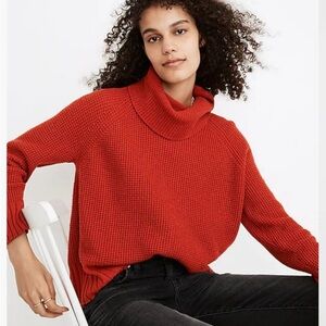 Madewell Eastbrook Turtleneck Cross-Back Sweater in Cotton-Merino Yarn